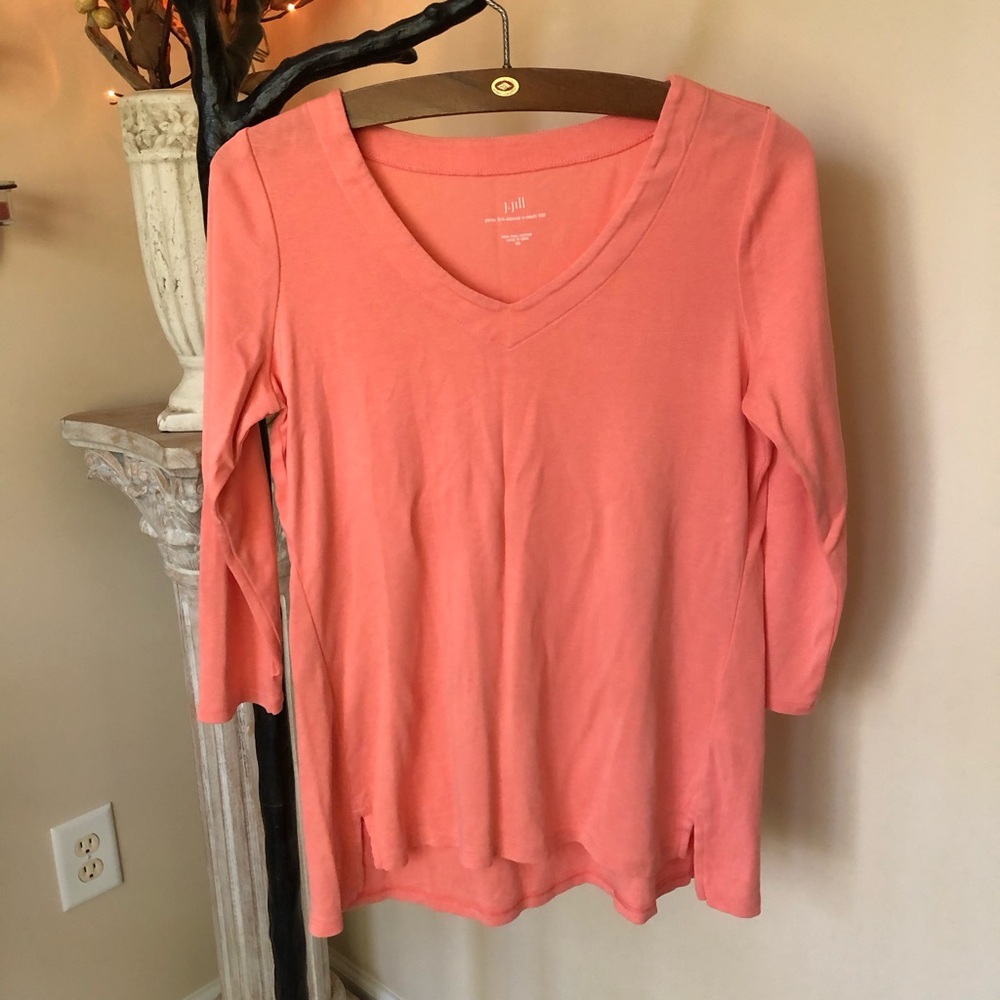 J. Jill pink 3/4 Sleeve V-Neck Top